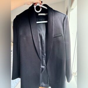 Alice + Olivia Black Satin-Lapel Blazer